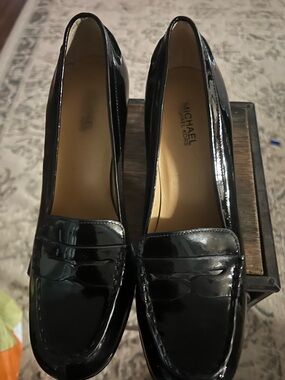 Michael Kors Black Patent Leather Loafer Heels